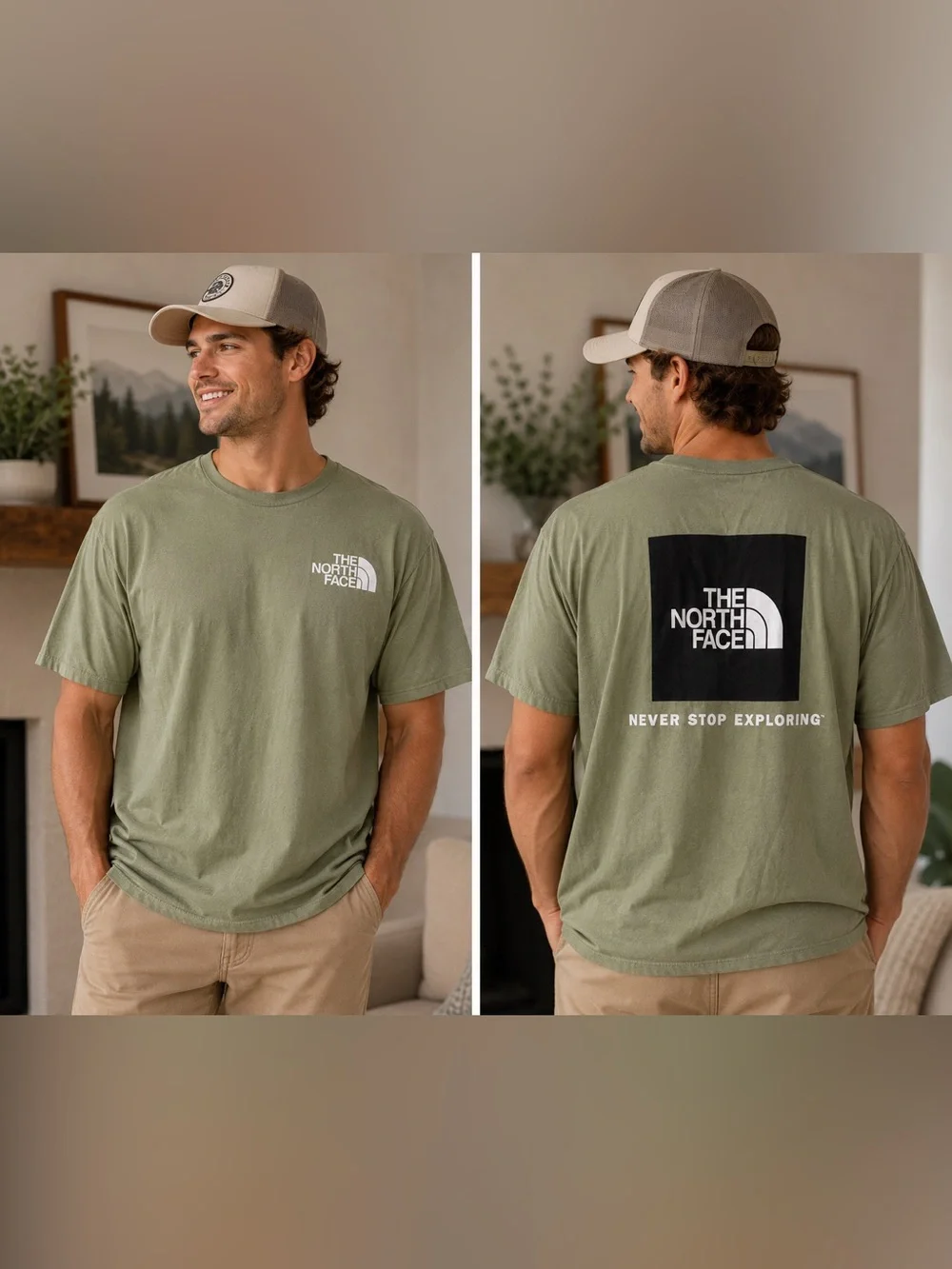 The North Face Olive Green Logo Back-Print Short Sleeve Tee